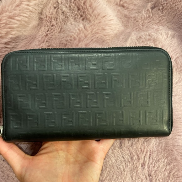 Fendi Handbags - Fendi Monogram Embossed Matte Zip Around Wallet